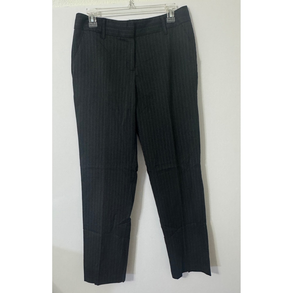 New Directions Dress Pants Womens 10 Gray Pinstripe Straight Leg Work Minimalist